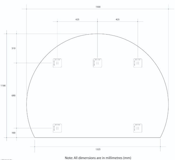 D-Shaped 1500x1100 Polished Edge Mirror