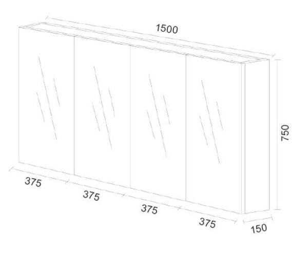 Lucinda 1500mm Gloss White Shaving Cabinet