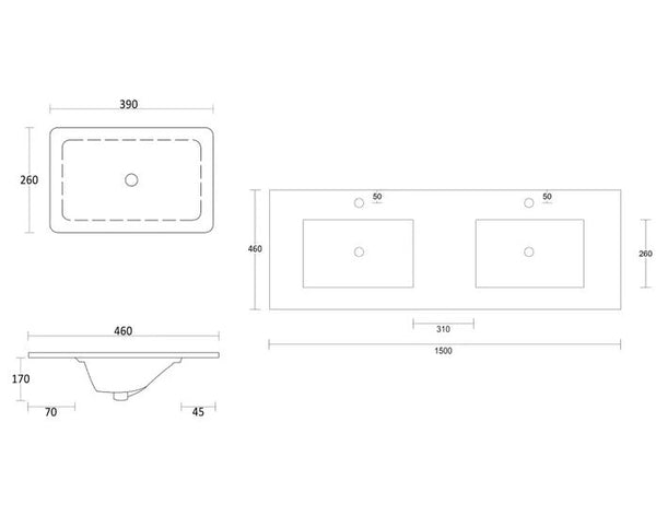 Oakley 1500mm Wall Hung Vanity