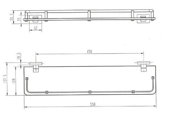 Linear Glass Shelf with Bar - Bayside Bathroom