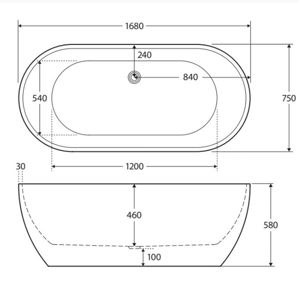 Koko 1680mm Matte White Freestanding Bath