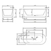 Lincoln Fluted Oval Gloss White 1500-1700nn Freestanding Bath