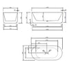 Lincoln Fluted Oval Matte White 1500-1700mm Freestanding Bath