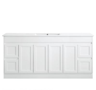 Quinn 1800mm Matte White Floorstanding Vanity