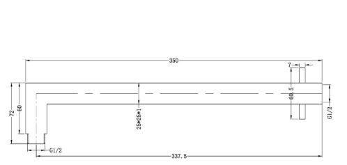 350mm Square Shower Arm- Brushed Nickel - Bayside Bathroom