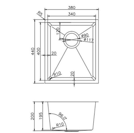 Kube 380 Single Bowl Sink