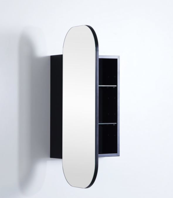 Bella 400 Matte Black Shaving Cabinet