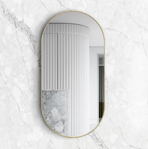Oval 450 x 900 Brushed Gold Framed Mirror