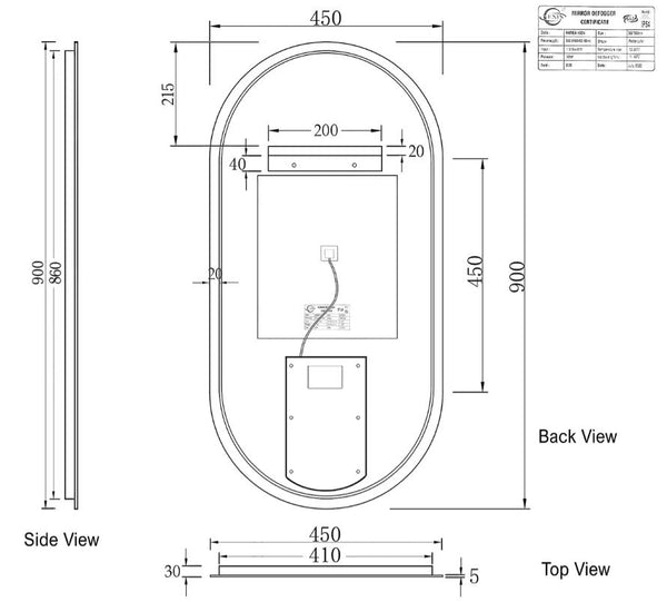 Oval 450 Backlit Mirror