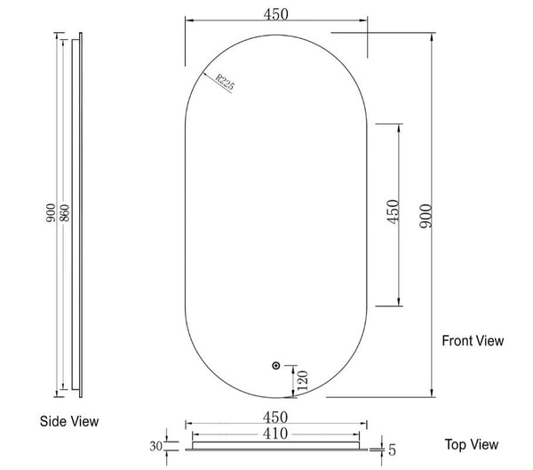Oval 450 Backlit Mirror