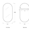 Oval 450 x 900 Brushed Gold Framed Mirror