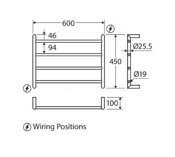 Kaya 600x450mm Heated Towel Rail Brushed Brass