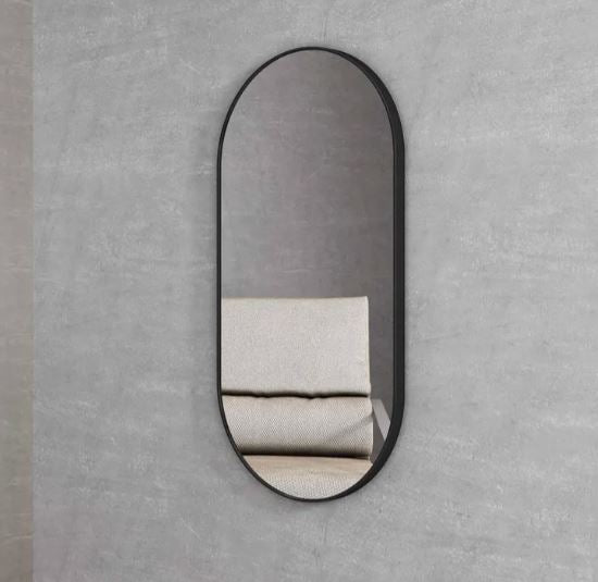 Oval 450 x 900 Matte Black Mirror