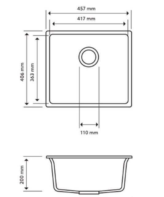 White 457 Single Bowl Granite Sink - Bayside Bathroom