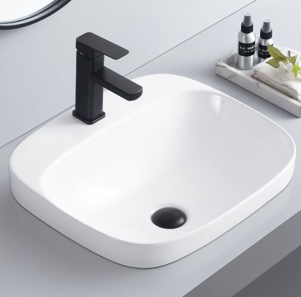 Kayla Gloss White 500 Rectangular Semi Insert Ceramic Basin