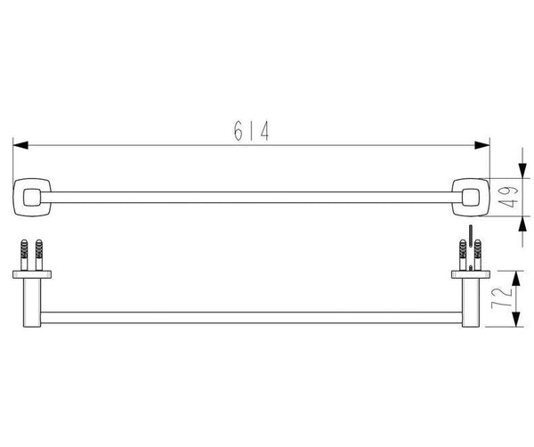 Legra Brushed Nickel Single Towel Rail - 600mm - Bayside Bathroom