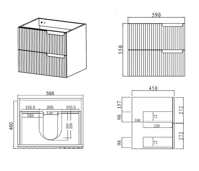 Buy Online Oakley 600mm Wall Hung Vanity in Melbourne Bayside