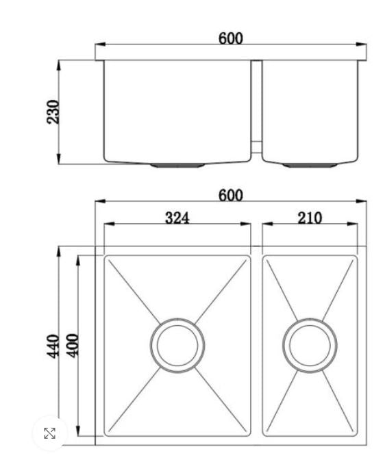 Select 600 Double Sink 1 & 1/2 Bowls