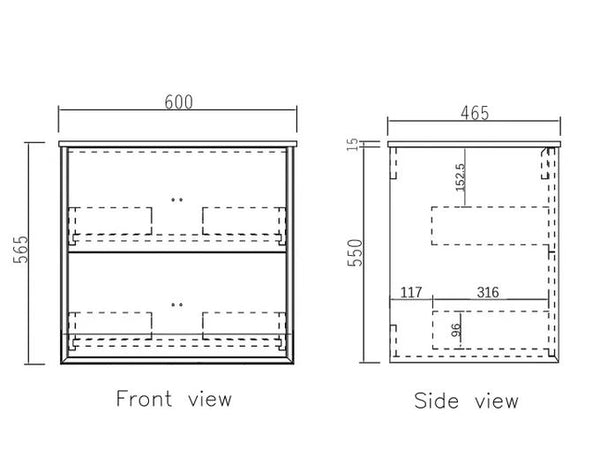 Boston Light Grey 600mm Wall Hung Vanity