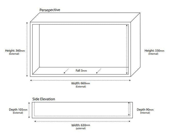 660mm x 360mm Shower Niche - Bayside Bathroom