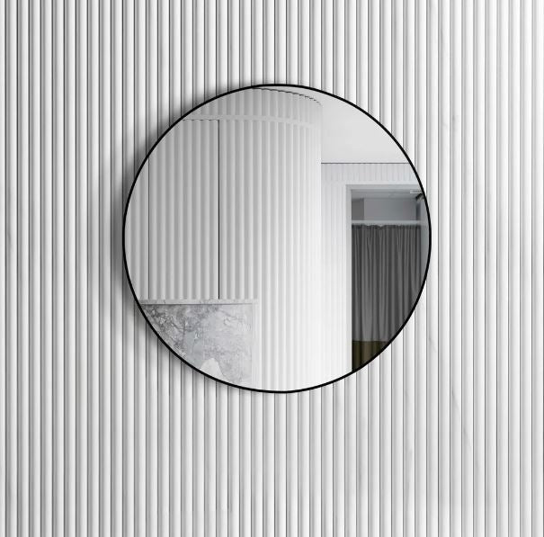 Round 700mm Matte Black Framed Mirror