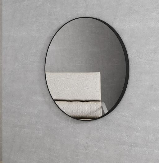Round 700mm Matte Black Framed Mirror