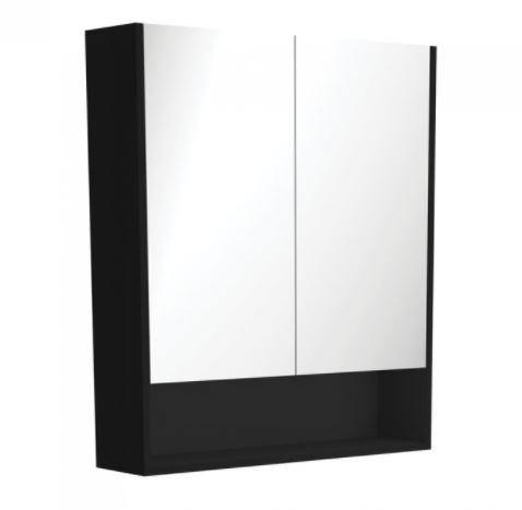 Matte Black Mirror Cabinet With Undershelf 750 - 1200mm