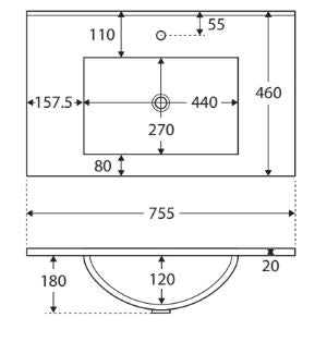 Katie Matte Black 750mm Ceramic Moulded Top