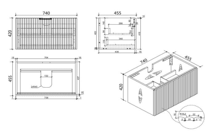 Ashley 750 Timber Wall Hung Vanity