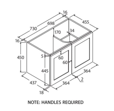 Mila 750mm Wall Hung Vanity Right Drawer
