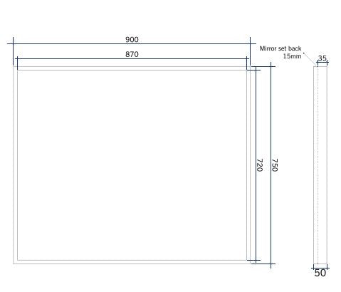 750 Rectangle Mirror with Black Frame