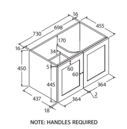 Mila 750mm Wall Hung Vanity Left Drawer