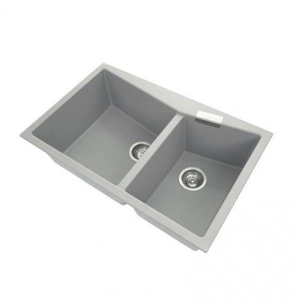 Concrete Grey 800 Double Bowl Granite Sink