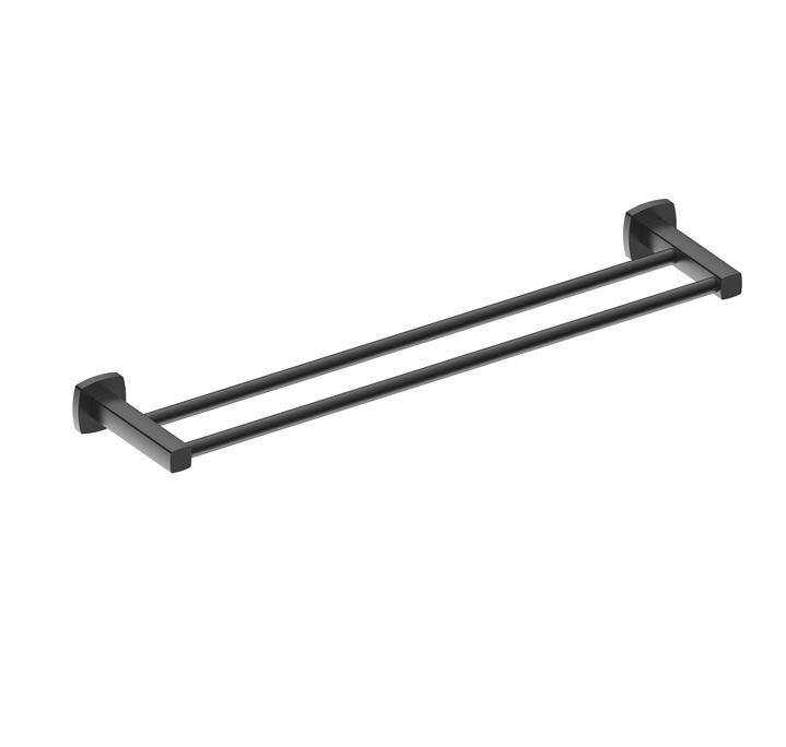 Legra Matte Black Double Towel Rail - 600mm - Bayside Bathroom