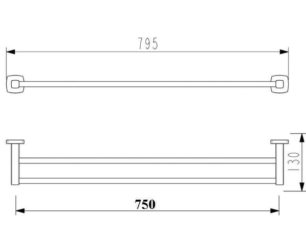 Legra Chrome Double Towel Rail - 800mm - Bayside Bathroom