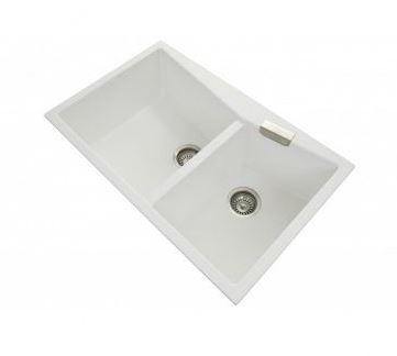 White 800 Double Bowl Granite Sink - Bayside Bathroom