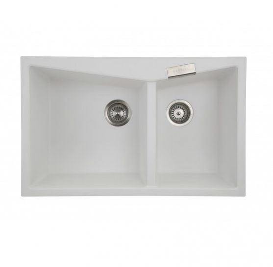 White 800 Double Bowl Granite Sink