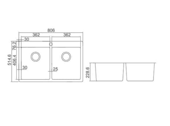 Impact 806 Double Bowls With Tap-Hole