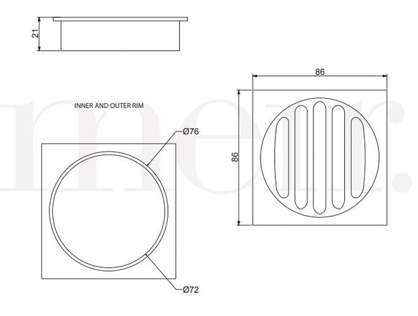 Meir Floor waste- Matte Black 80mm