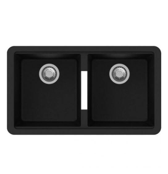 Black 824 Double Bowl Granite Sink - Bayside Bathroom
