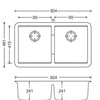 White 824 Double Bowl Granite Sink - Bayside Bathroom