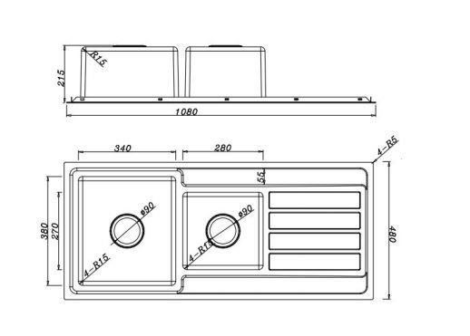 Impact 1080 1 & 1/2 bowl Kitchen Sink