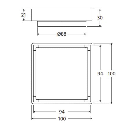 Brushed Nickel 88mm Tile insert 2-in-1 Floor Waste