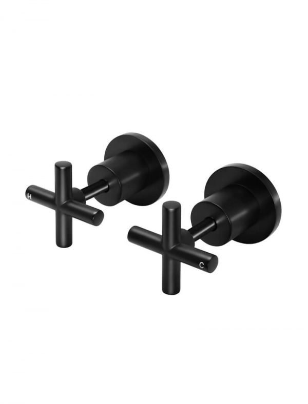 Meir Round Jumper Valve Wall Taps- Matte Black