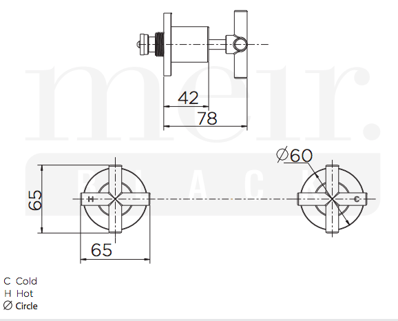 Meir Round Jumper Valve Wall Taps- Champagne