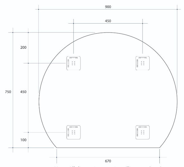 D-Shaped 900x750 Polished Edge Mirror