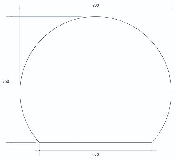 D-Shaped 900x750 Polished Edge Mirror