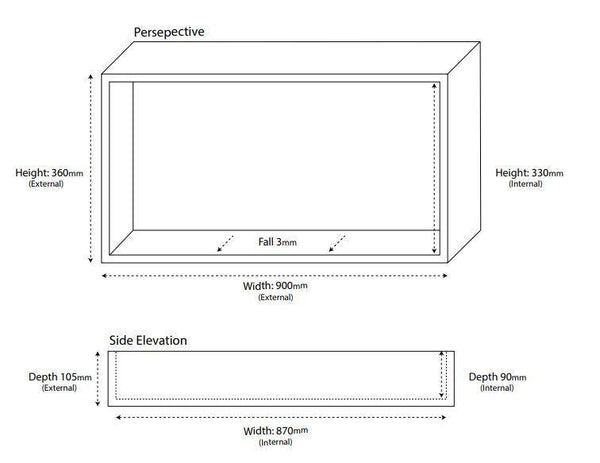 660mm x 360mm Shower Niche - Bayside Bathroom