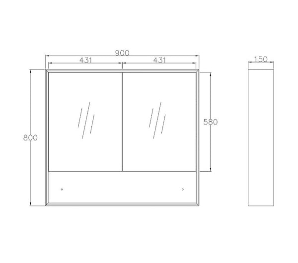 Finley 900mm Shaving Cabinet