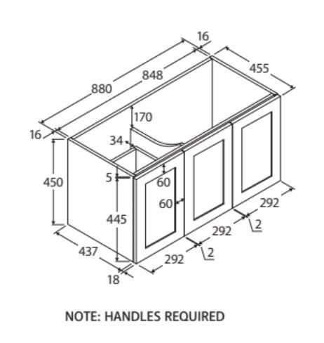 Mila 900mm Wall Hung Vanity Left Drawer
